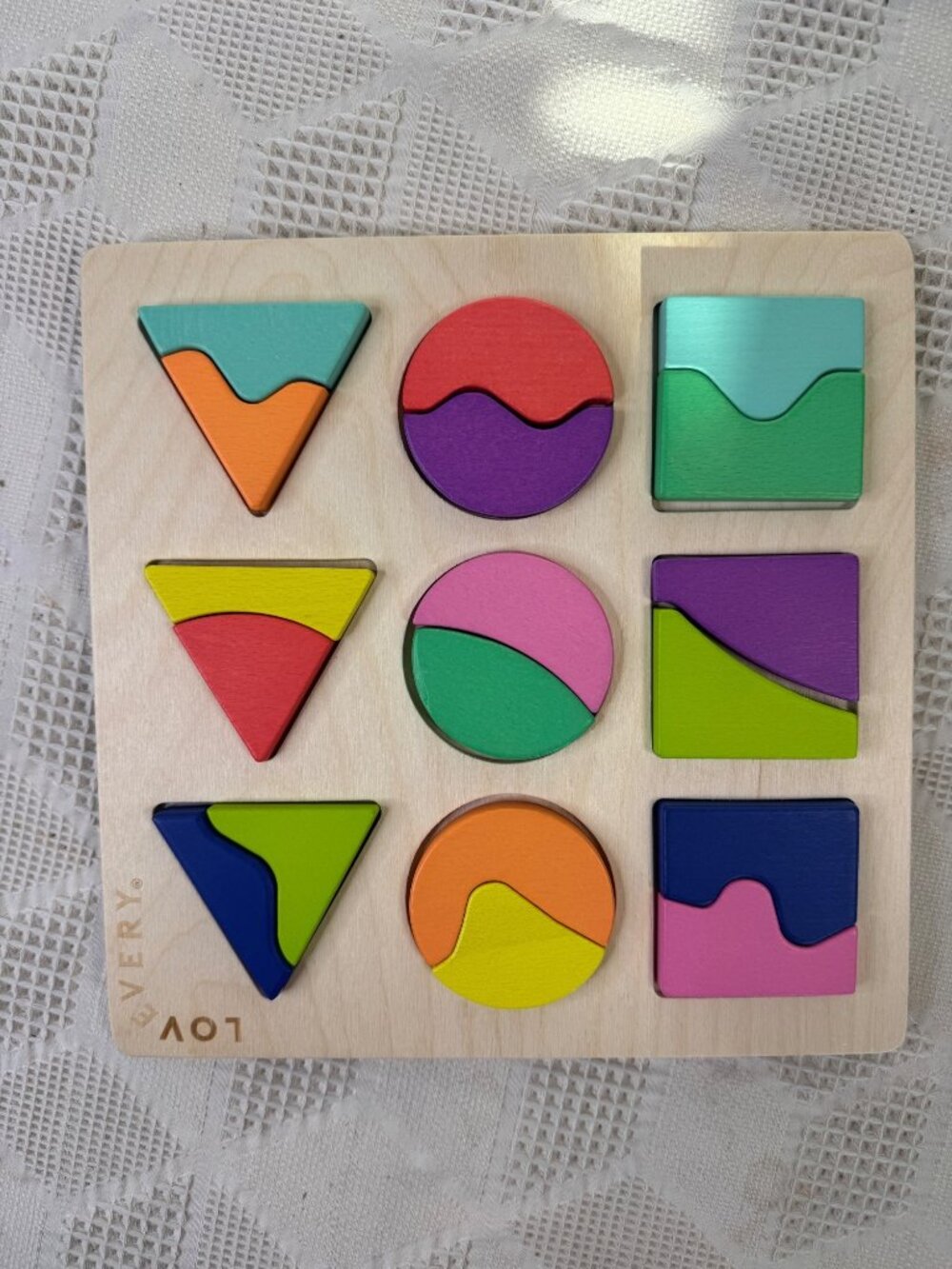 Lovevery Land & Sky Wooden Puzzle Educational Toy 18 Pieces Colorful Shapes